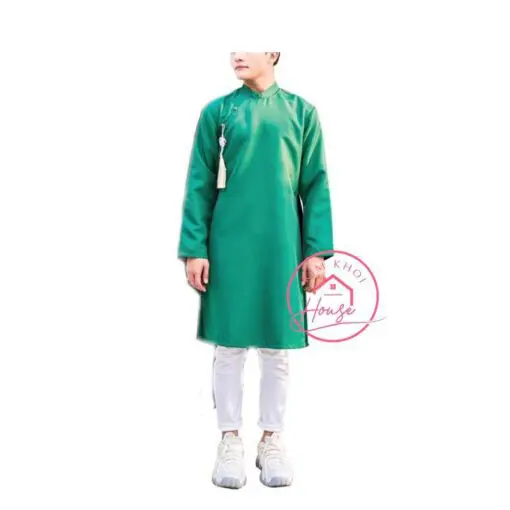 Áo Dài Nam Cách Tân Trơn Màu Xanh Lá