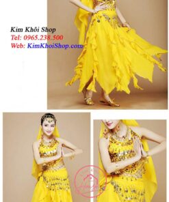 Belly Dance Ấn Độ Vàng Váy Kim Tuyến