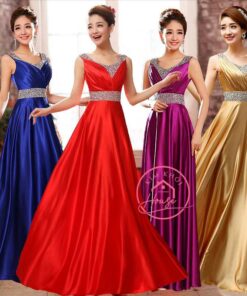 Váy Dạ Hội Lụa Đỏ Cao Cấp Kim Sa Viền (Eo 65 - 75cm)