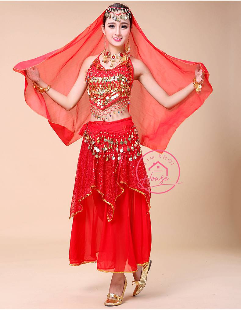 Trang phục Ấn Độ Nữ Lá Sen Đỏ