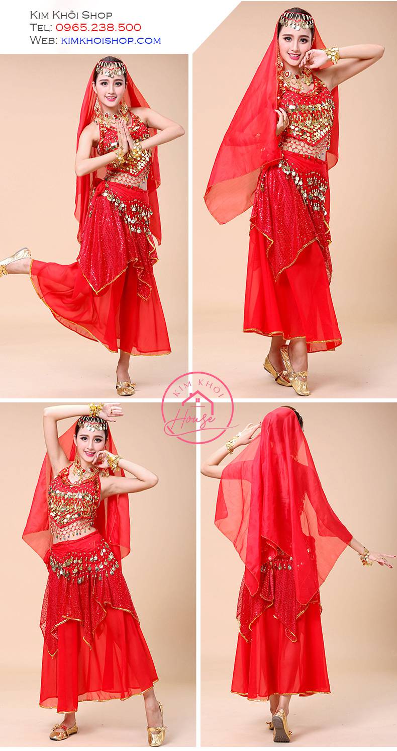 Trang phục Ấn Độ Nữ Lá Sen Đỏ