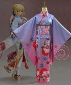 Kimono Yukata Hồng Tím hoa Mẫu Đơn