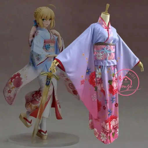 Kimono Yukata Hồng Tím hoa Mẫu Đơn