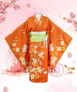 Kimono Yukata Cam Nhật Bản