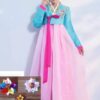 Áo Hanbok Hàn Quốc Nữ Xanh Váy Hồng Nhạt