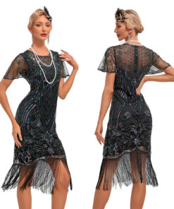 Váy Dự Tiệc Gatsby Đen Tay Cánh Tiên